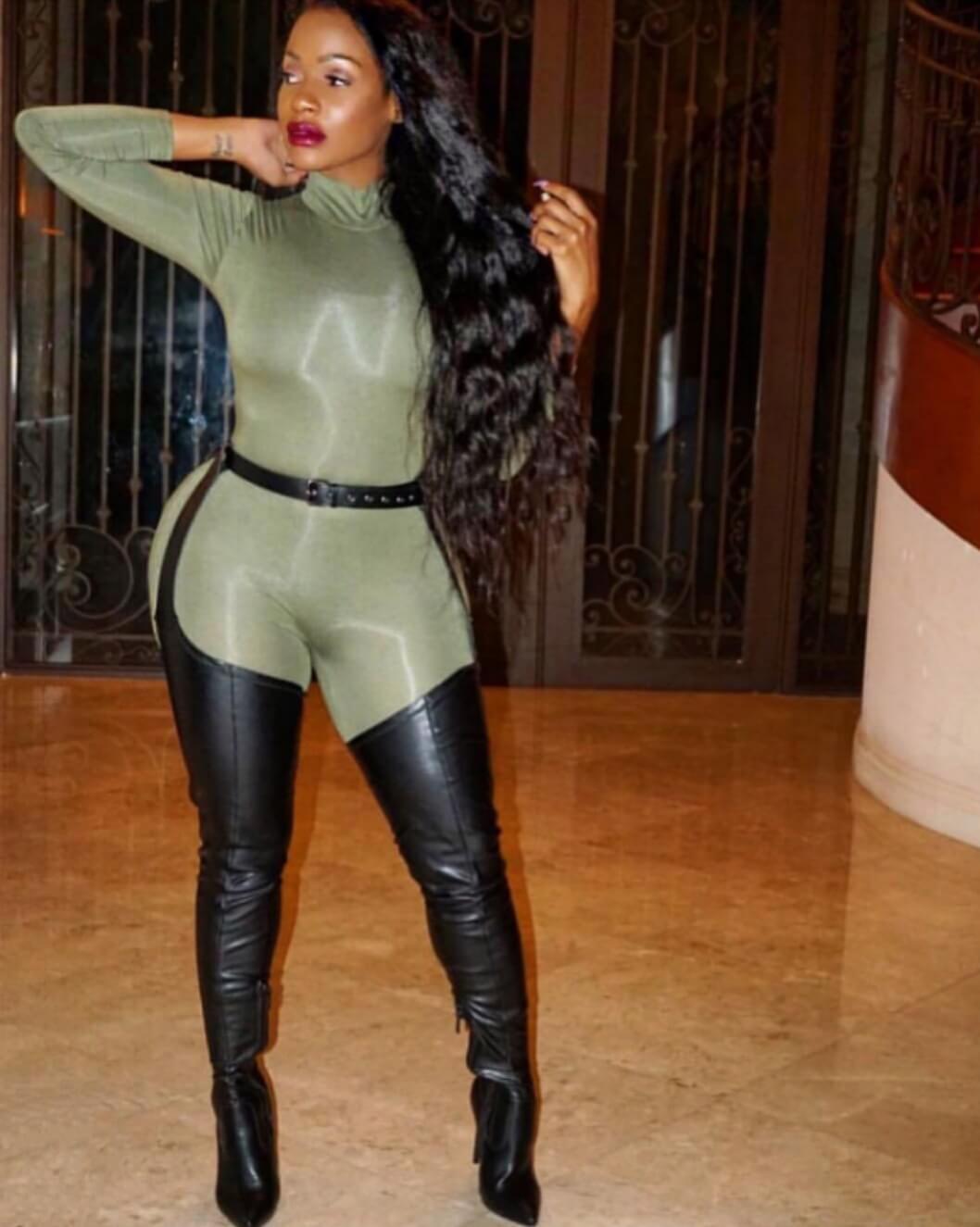 suede belt thigh high boots